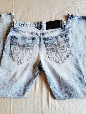 NWT Affliction Ace Orion Jeans Size 28x32 Light Acid Wash Embroidered Pockets
